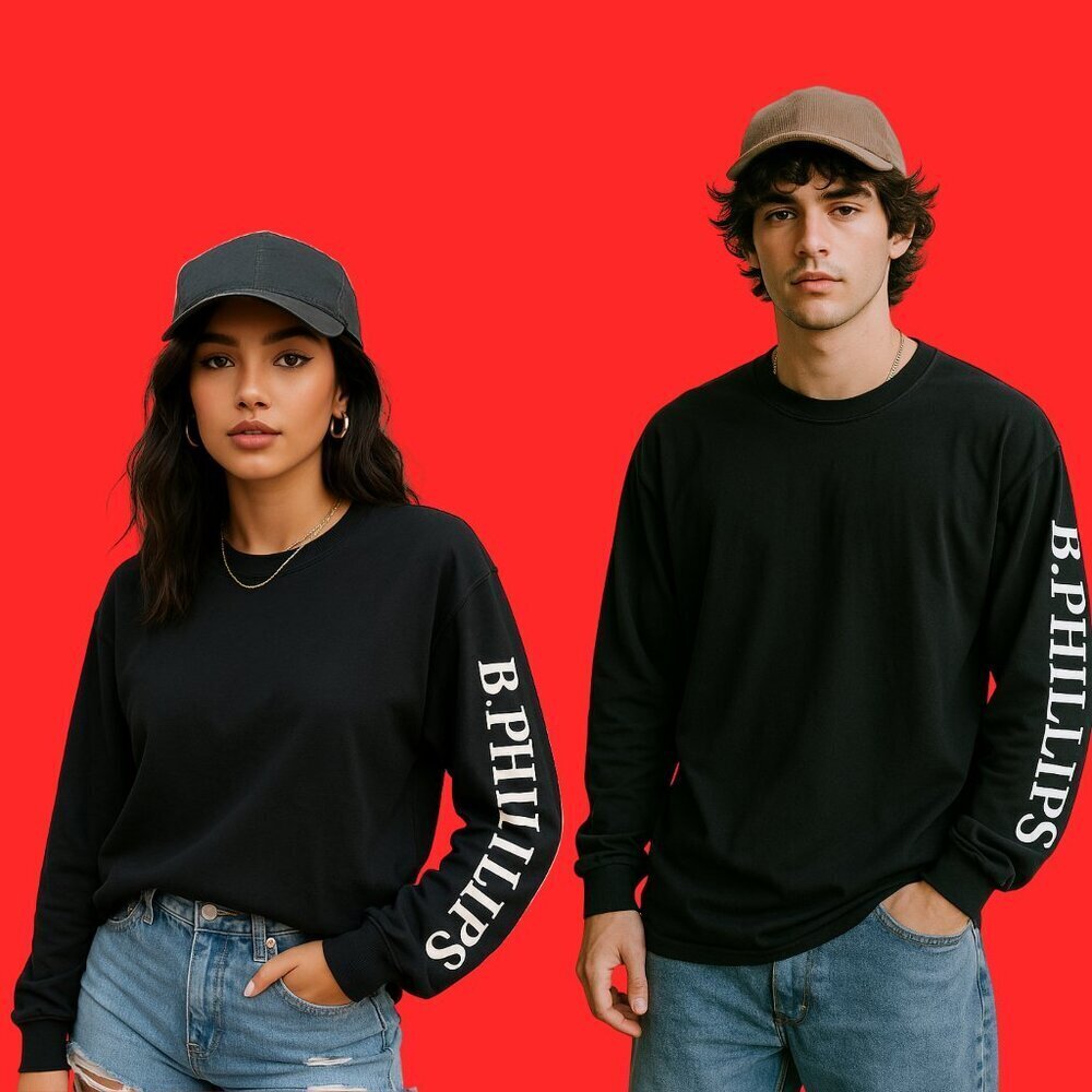 Vintage Phillips Steeplejacks Long Sleeve Graphic Tee | Black Ultra Cotton XL